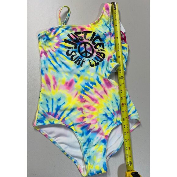 Justice Girls Tie-Dye 1 Shoulder Cut Out Swimsuit XL (16/18) UPF 50+ Swimwear - Picture 6 of 11